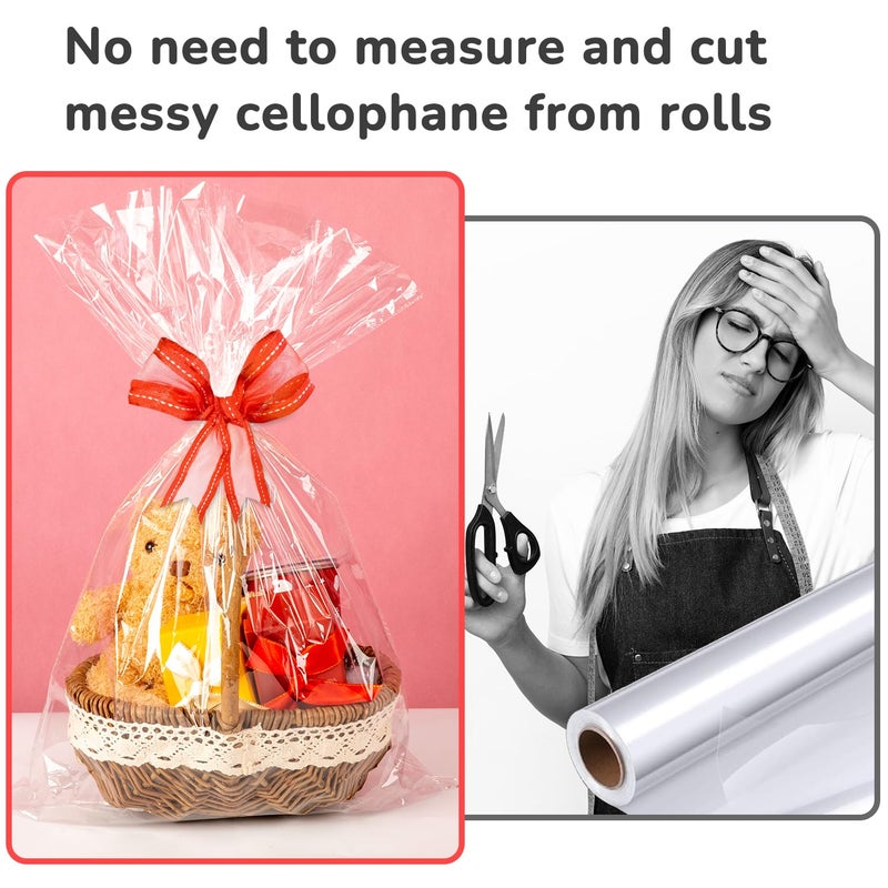 Cudicy 20Pcs Cellophane Bags 18X30 Cellophane Wrap For Gift Baskets Large Clear Party Favors Clear Treat Plastic Gift Bags Packaging For Cookie - Image 4