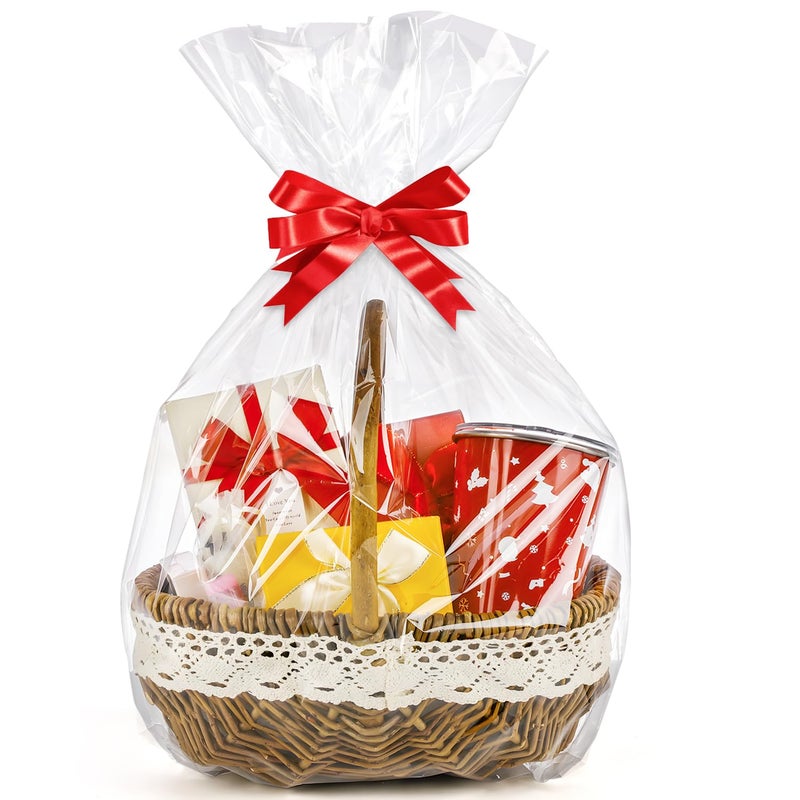 Cudicy 20Pcs Cellophane Bags 18X30 Cellophane Wrap For Gift Baskets Large Clear Party Favors Clear Treat Plastic Gift Bags Packaging For Cookie - Image 1