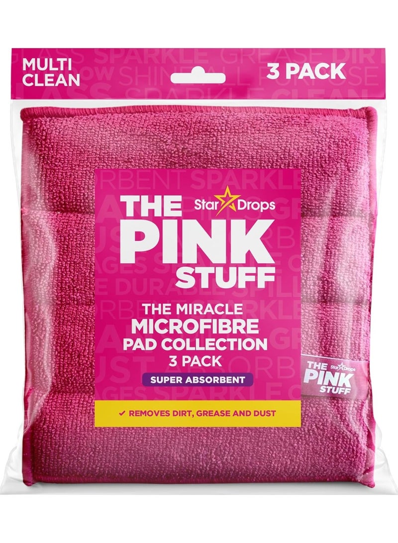 THE PINK STUFF Stardrops – The Pink Stuff – Miracle Microfibre Pad Collection 3 Pack - Image 1