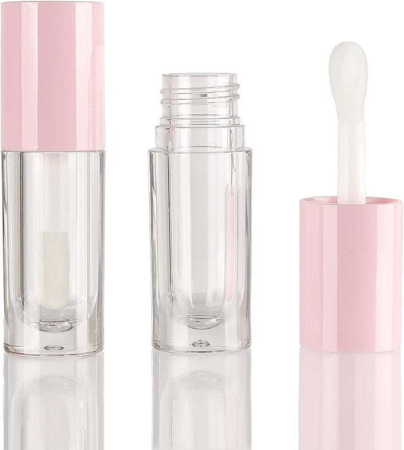 COSIDEA 50pcs Empty Pink 6ml big doe foot wand lip gloss tubes Round Chunky lipgloss tubes containers wholesale with thick large wand