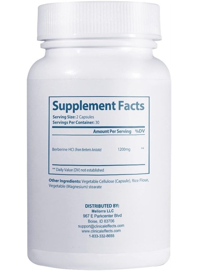 Clinical Effects Berberine HCL - Pure Berberine 1200mg - Heart, Blood Circulation, Liver Support - Vegan Supplement to Help Lower Cholesterol and Triglycerides - 60 Veggie Capsules - Made in The USA  - Image 2