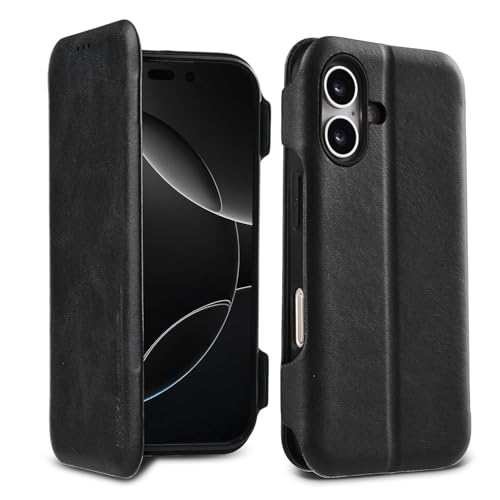 PULOKA PU Leather Flip Cover Compatible with iPhone 17 – Wallet Case with Card Slot, Magnetic Closure & Kickstand Stand Function (Black) - Image 1