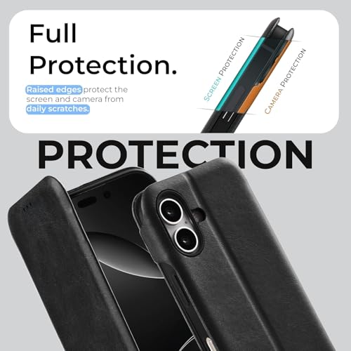 PULOKA PU Leather Flip Cover Compatible with iPhone 17 – Wallet Case with Card Slot, Magnetic Closure & Kickstand Stand Function (Black) - Image 3