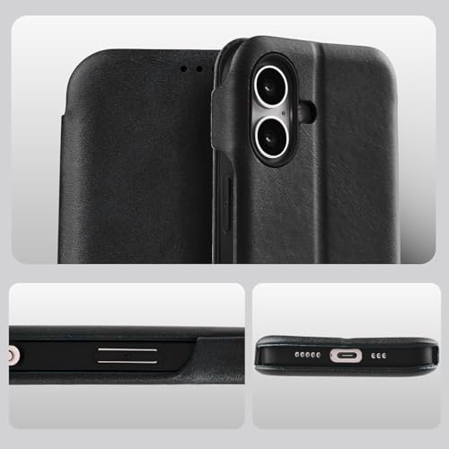 PULOKA PU Leather Flip Cover Compatible with iPhone 17 – Wallet Case with Card Slot, Magnetic Closure & Kickstand Stand Function (Black) - Image 5