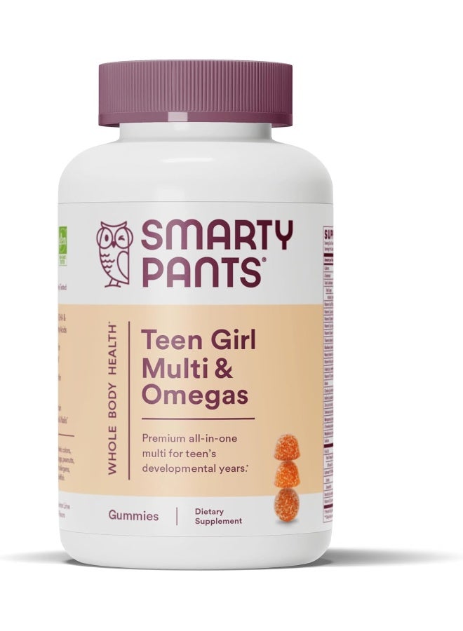 SmartyPants Teen Girl Multivitamin Gummies: Omega 3 Fish Oil (EPA/DHA), Vitamin C, D3, B12, Vitamin A, K & Zinc, Gluten Free, Includes Biotin to Support Hair, Skin & Nails, 120 Count (30 Day Supply) - Image 1