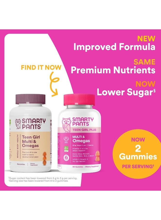 SmartyPants Teen Girl Multivitamin Gummies: Omega 3 Fish Oil (EPA/DHA), Vitamin C, D3, B12, Vitamin A, K & Zinc, Gluten Free, Includes Biotin to Support Hair, Skin & Nails, 120 Count (30 Day Supply) - Image 2