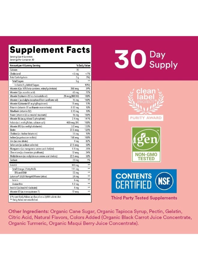 SmartyPants Teen Girl Multivitamin Gummies: Omega 3 Fish Oil (EPA/DHA), Vitamin C, D3, B12, Vitamin A, K & Zinc, Gluten Free, Includes Biotin to Support Hair, Skin & Nails, 120 Count (30 Day Supply) - Image 4