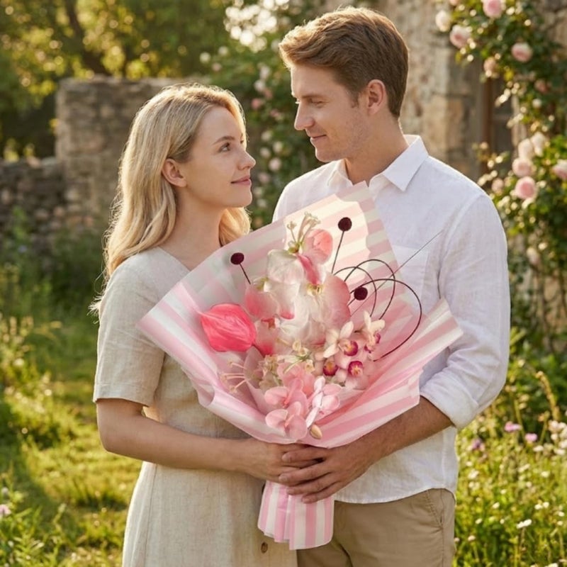 BBJ WRAPS Pink Flower Wrapping Paper, Waterproof Bouquet Wrapping Paper for Floral Packaging Florist Supplies, 20 Sheets 23.6x23.6 Inch (Light Pink) - Image 5