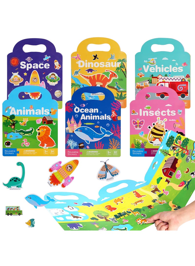 EYSOO Busy Books 6 Pack Sticker Books Kids Reusable Stickers Quiet Books Busy Books for Toddlers Activity Books Stickers Books for Boys Girls - Image 1