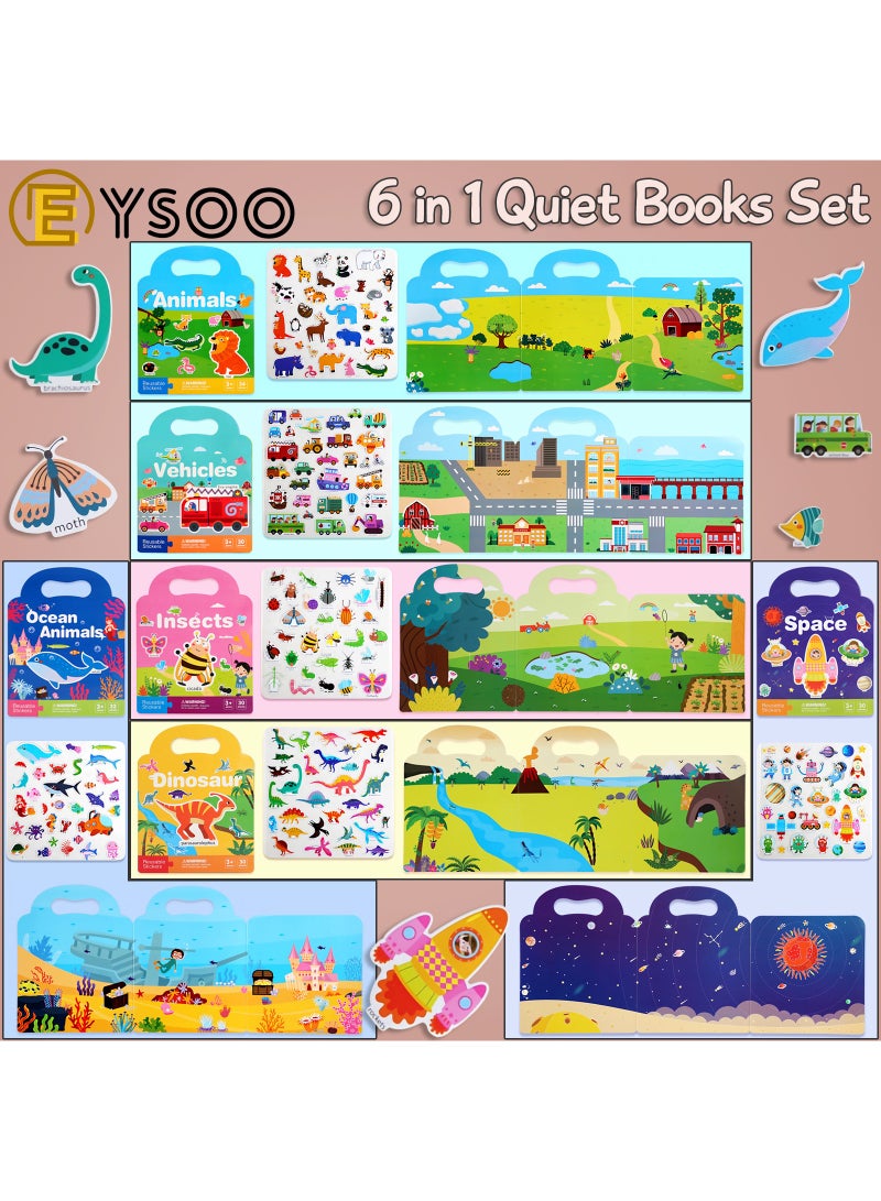 EYSOO Busy Books 6 Pack Sticker Books Kids Reusable Stickers Quiet Books Busy Books for Toddlers Activity Books Stickers Books for Boys Girls - Image 2