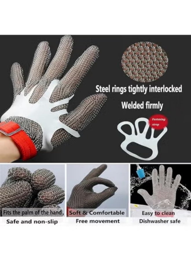 Cut Resistant Mesh Safety Gloves Durable Protective Hand Gloves for Kitchen Food Preparation and Manual Work - Image 4