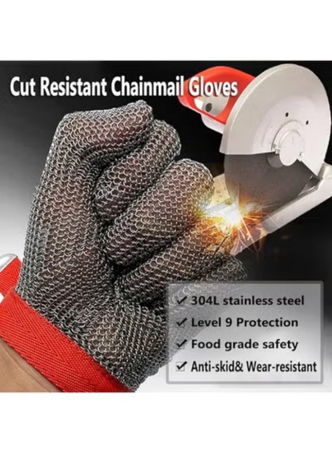 Cut Resistant Mesh Safety Gloves Durable Protective Hand Gloves for Kitchen Food Preparation and Manual Work - Image 3