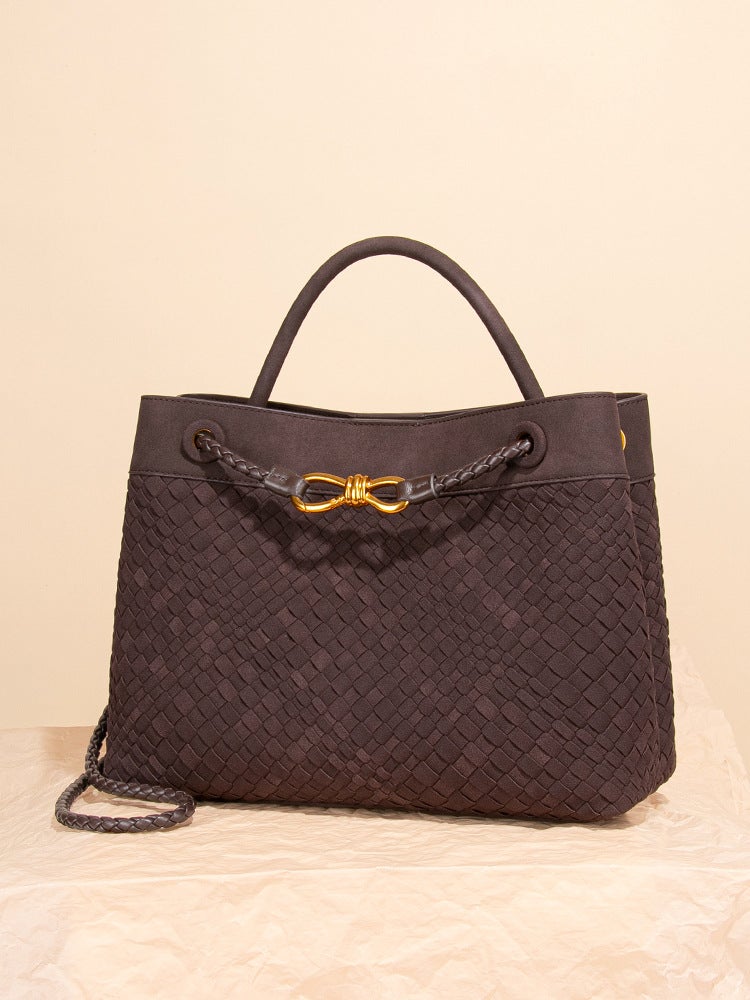 New Fashion Women'S Bag Hand-Held Shoulder Crossbody Backpack Hand-Woven Soft Leather Tote Bag Bucket Bag - Image 3