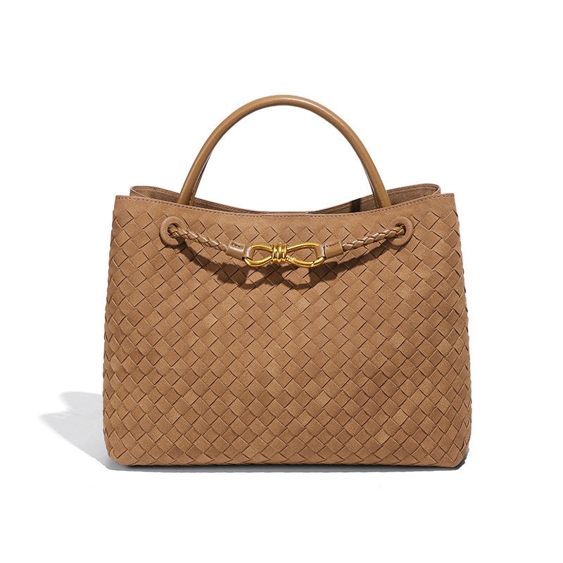 New Fashion Women'S Bag Hand-Held Shoulder Crossbody Backpack Hand-Woven Soft Leather Tote Bag Bucket Bag - Image 1