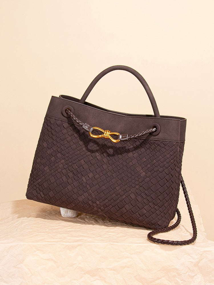 New Fashion Women'S Bag Hand-Held Shoulder Crossbody Backpack Hand-Woven Soft Leather Tote Bag Bucket Bag - Image 5