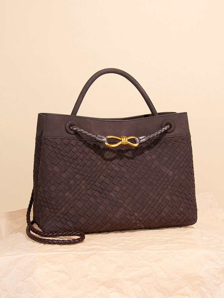 New Fashion Women'S Bag Hand-Held Shoulder Crossbody Backpack Hand-Woven Soft Leather Tote Bag Bucket Bag - Image 4