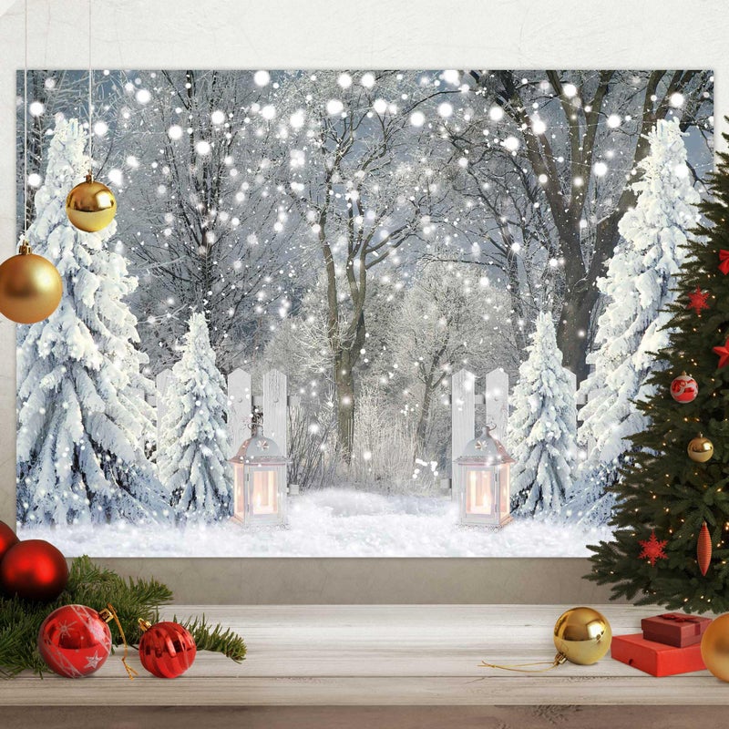 Msocio 7x5ft Polyester Winter Backdrop Christmas Forest Snowy Pine Tree Wonderland Photography Background for Xmas Holiday New Year Party Decorations Banner Portrait Studio Booth Photobooth Props - Image 5
