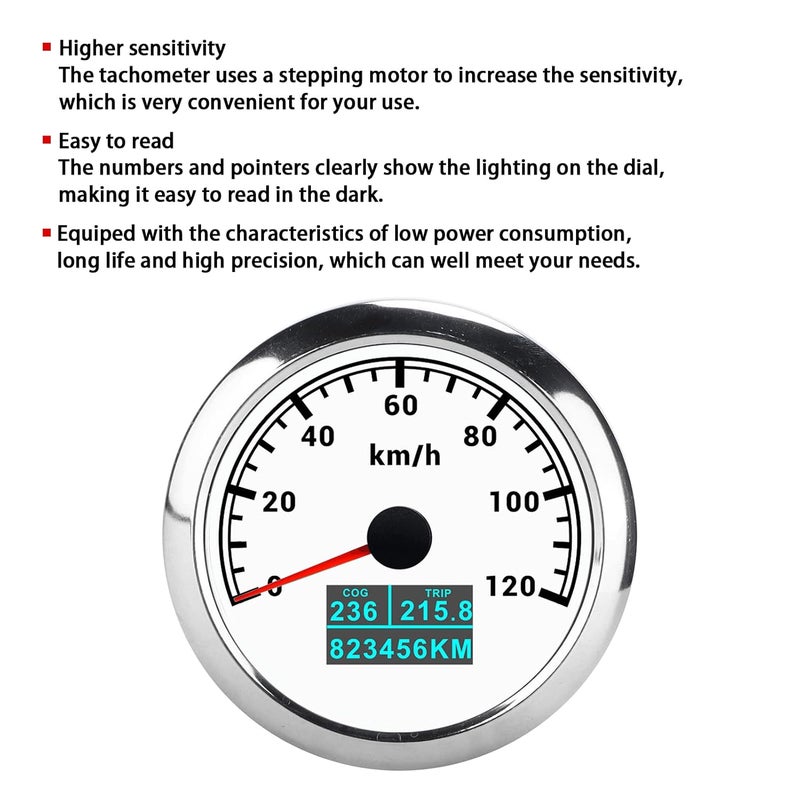 GPS Pointer Tachometer Speedometer 3 in 1 High Precision Multifunctional Gauge for 9 32V DC Systems, Features Stepping Motor and Backlit Dial for Easy Nighttime Reading, Accurate - Image 5