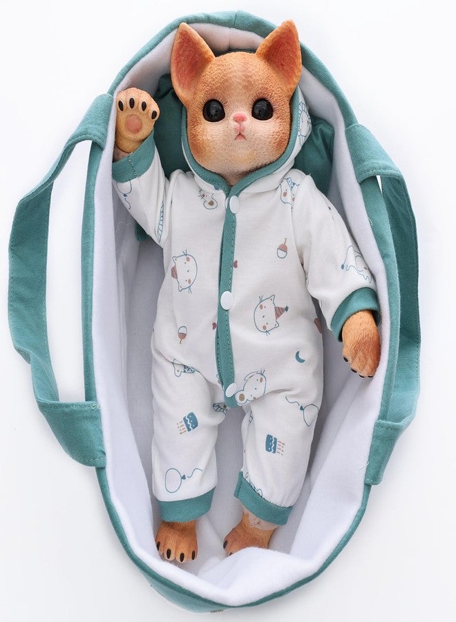 Cloveray 14 Inch Realistic Cat Doll with Bassinet, Outfit & Accessories - Image 4