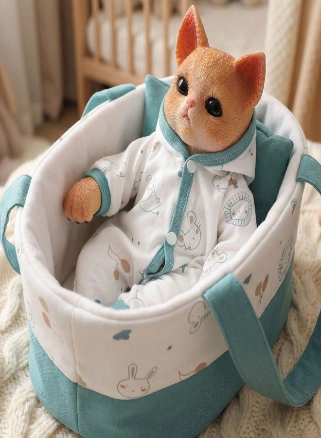 Cloveray 14 Inch Realistic Cat Doll with Bassinet, Outfit & Accessories - Image 1