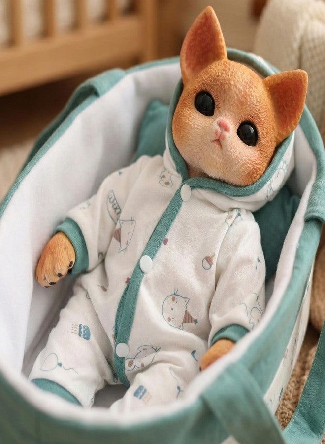 Cloveray 14 Inch Realistic Cat Doll with Bassinet, Outfit & Accessories - Image 5