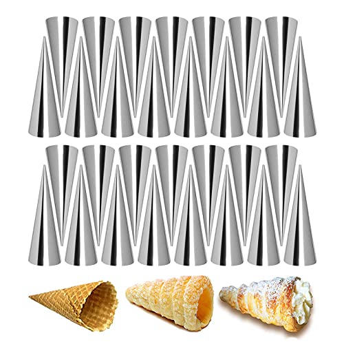 RoseFlower 30pcs NonStick Cream Horn Cones Tubes Stainless Steel Conical Croissant Pastry Baking Moulds Set Cannoli Form Roll Mold Corner Shaper for Christmas Anniversary and Daily Use 1 - Image 1