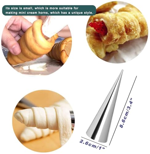RoseFlower 30pcs NonStick Cream Horn Cones Tubes Stainless Steel Conical Croissant Pastry Baking Moulds Set Cannoli Form Roll Mold Corner Shaper for Christmas Anniversary and Daily Use 1 - Image 3