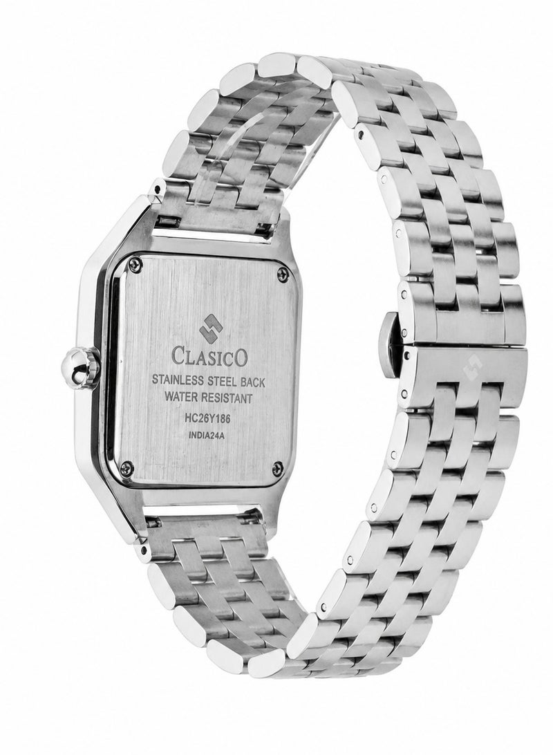 Clasico Roma Men's Luxury  Watch – Square Roman Dial, Blue Hands, Stainless Steel Bracelet & Quartz Precision Timepiece - Image 4