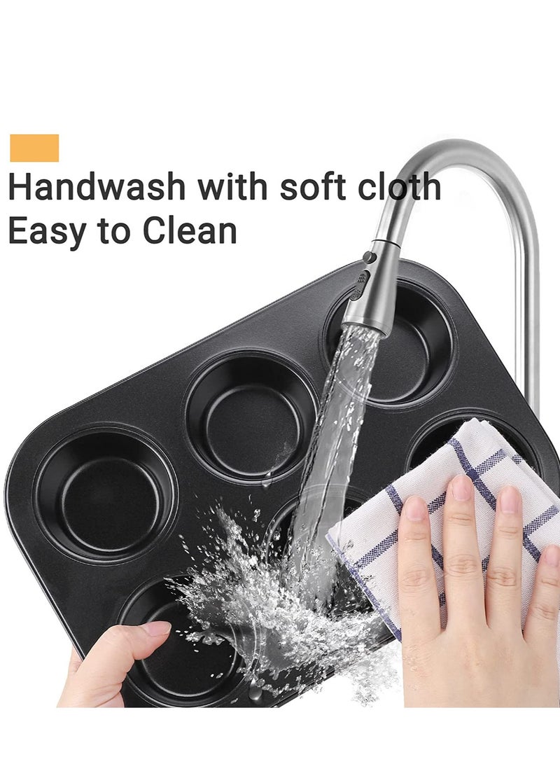 SOLARAE Muffin Pan 6 Cup Non Stick Muffin Baking Pan Carbon Steel Muffin Pan Bakeware Set Cupcake Baking Pan Easy to Clean and Perfect for Making Muffins or Cupcakes for Oven Baking 2 PCS - Image 3