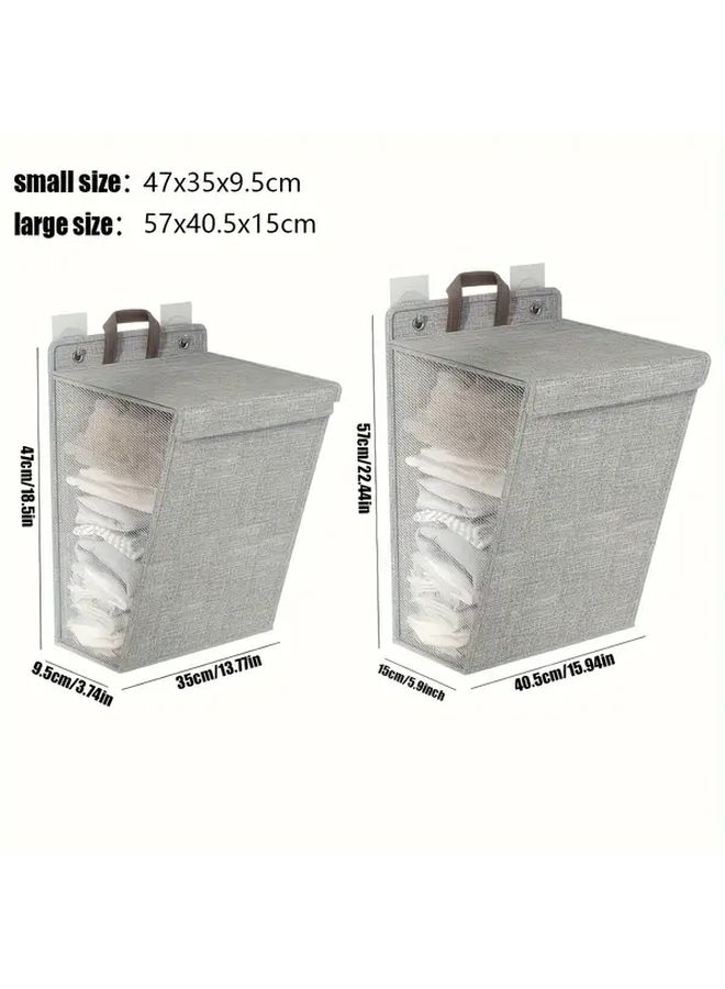 Gray Wall Hanging Hamper Foldable Laundry Basket 18.9x14.17x4.72inch for Bathroom Bedroom - Image 2