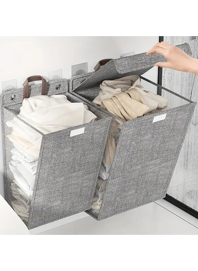 Gray Wall Hanging Hamper Foldable Laundry Basket 18.9x14.17x4.72inch for Bathroom Bedroom - Image 4