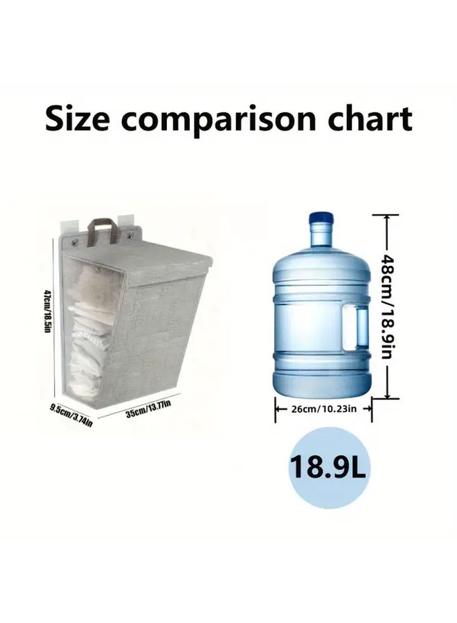 Gray Wall Hanging Hamper Foldable Laundry Basket 18.9x14.17x4.72inch for Bathroom Bedroom - Image 3