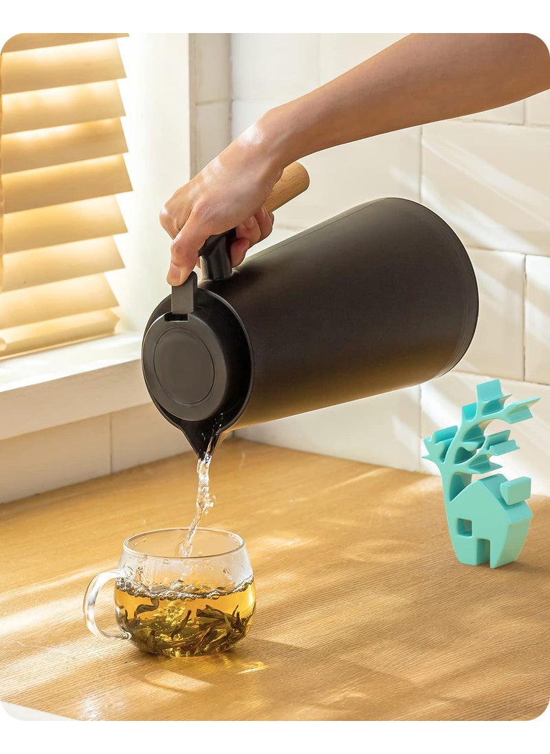 baffect Baffect Thermal Coffee Carafe Upgraded Plastic Double Wall Vacuum Insulated Flask with Copper Plating Glass Liner for Hot or Cold Drinks 24hrs Black34oz1L 