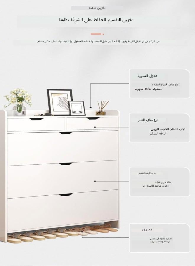 fashionhome رف أحذية بتصميم دلو ذو 4 طبقات مع أدراج ومساحة كبيرة لتنظيم الأحذية وخزانة تخزين بسمك 15 ملم رف خشبي 60 × 17 × 125 سم  - Image 5
