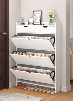 fashionhome 4-Tier Household Upgraded Tipping Bucket Design Shoe Rack With Drawers Large Space Shoe Organizer Cabinet Storage 15mm Thick Wood Rack 60 x 17 x 125 Centimeter  - Image 4