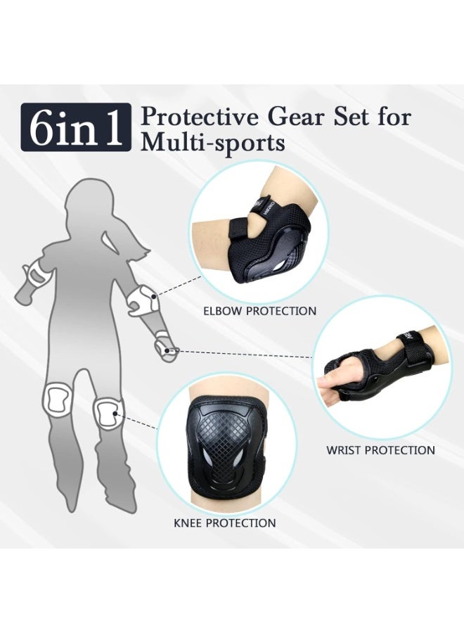 معدات حماية للأطفال – واقيات ركبة وكوع ومعصم | 6 قطع مبطنة عالية الجودة - Image 4