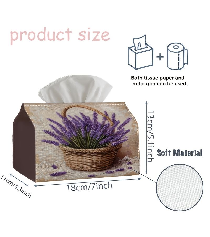 1PC Rustic Lavender Tissue Box 18x11x13cm Durable Napkin Organizer for Home Decor - Image 4