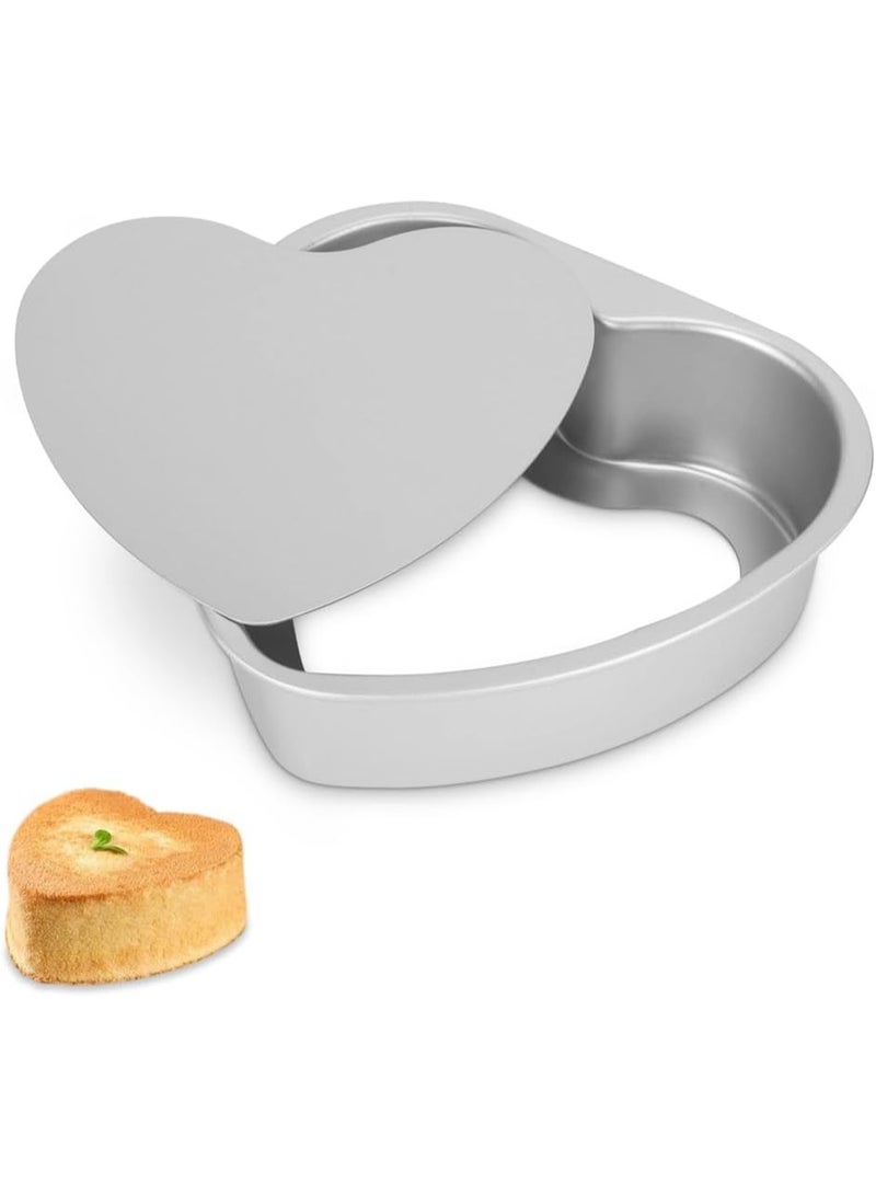 Azonee Heart Shaped Cake Pan, 8 Inch Aluminium Cake Baking Pans, Muffin Cheesecake Mold Bakeware with Removable Bottom, Nonstick Heart Shaped Molds for Kitchen Birthday Valentine Day Wedding - Image 1