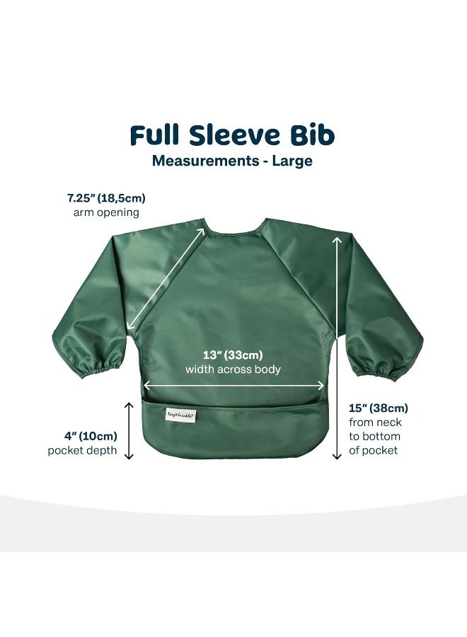 Tiny Twinkle Mess Proof Baby Bibs, 2pk Waterproof Smock Baby Bibs for Eating, Machine Washable Long Sleeve Bibs, Baby Led Weaning, Toddler Bibs, BLW Supplies(Slate Olive, Large 2-4 Years) - Image 3