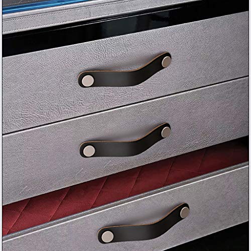 ESreake yusheng 8 Pack Soft Genuine Leather Drawer Pulls Handle,Wardrobe Cabinets Kitchen Closet Knobs Door Pulls Handles knobs with Screws,Home Decoration, Handmade (8 Pack, 5.6" - Black) - Image 5