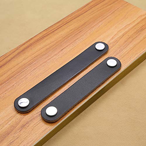 ESreake yusheng 8 Pack Soft Genuine Leather Drawer Pulls Handle,Wardrobe Cabinets Kitchen Closet Knobs Door Pulls Handles knobs with Screws,Home Decoration, Handmade (8 Pack, 5.6" - Black) - Image 4