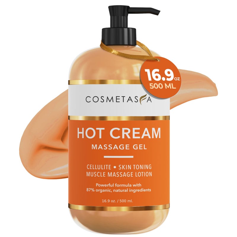 Cosmetasa Hot Cream for Belly - 87% Organic Cellulite Cream - Natural Sweat Cream Massage Gel - Cream for Stomach, Abdomen, Sore Joints, Muscles, Workout (16.9 oz) - Image 1