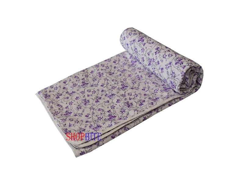 MITUL Malmal Razai Organic Pure Cotton Super Soft Heavy Warm Razai Floral Embossed Design Light Weight Rajasthani Cotton Razai All Season Double Bed Purple - Image 2
