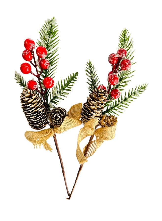 PartyToko 6pcs Christmas Berry Artificial Flowers - Simulation Pine Grass with Red Fruits - Perfect for Christmas Decorations and Home Decor 6pcs - Image 4