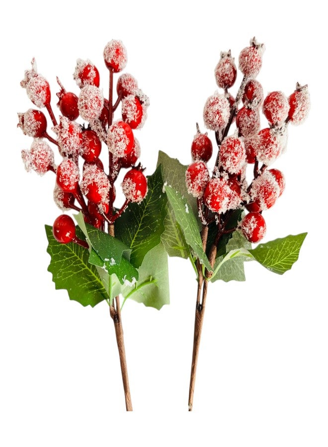 PartyToko 6pcs Christmas Berry Artificial Flowers - Simulation Pine Grass with Red Fruits - Perfect for Christmas Decorations and Home Decor 6pcs - Image 3