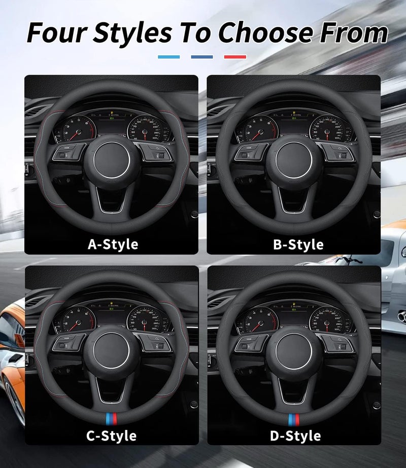 Deer Route Custom-Fit Premium Leather Steering Wheel Cover for Ford - Non-Slip, Breathable With Logo (C-Style) - Image 3