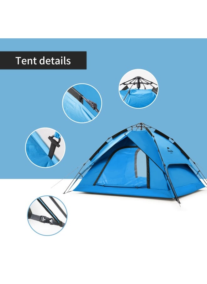 Naturehike - Automatic Tent For 3-4 People | Camping Tent | Dome Shape | Size: 4-Person | Uv Protection, Waterproof, Easy Setup | Color - Blue - Image 1
