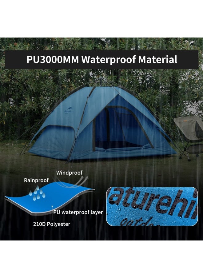 Naturehike - Automatic Tent For 3-4 People | Camping Tent | Dome Shape | Size: 4-Person | Uv Protection, Waterproof, Easy Setup | Color - Blue - Image 1