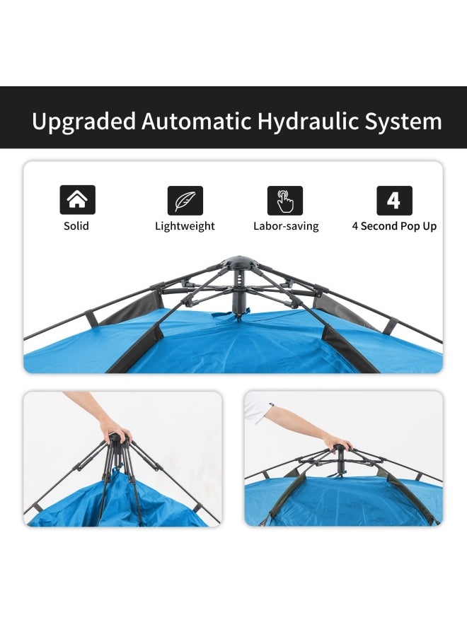 Naturehike - Automatic Tent For 3-4 People | Camping Tent | Dome Shape | Size: 4-Person | Uv Protection, Waterproof, Easy Setup | Color - Blue - Image 1
