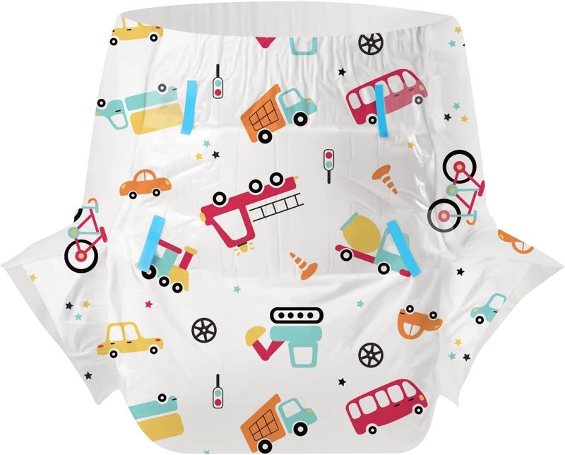 CutiePlusU Adult Diapers 2 Pieces Incontinence Briefs with Tabs for Women and Men Maximum Overnight Absorbency Busy Driver Large 3747 - Image 2